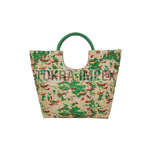 Pp Laminated Jute Beach Bag With Round Padded Rope Handle Pattern