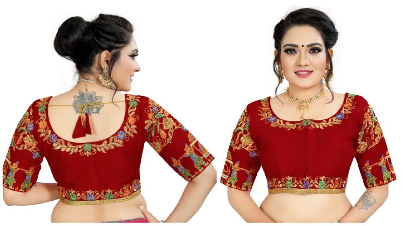 Stitched Embroidered Phantom Silk Blouse Occasion Party Wear At Rs