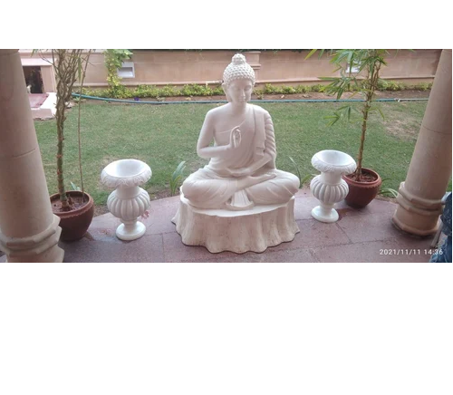 Sandstone Buddha Statue Inr Piece By White Peacock From