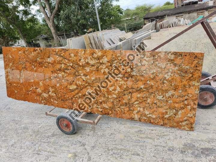 Polished Alaska Gold Granite Slab For Vanity Tops Steps Staircases