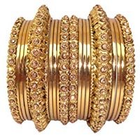 Stone Studded Gold Bangles