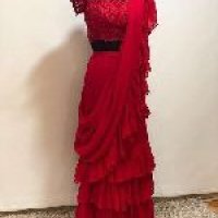 Ruffle Silk Saree