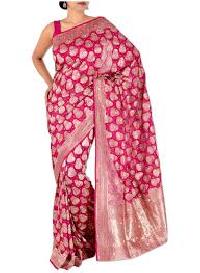 Woven Self Design Bengal Cotton PinkTangail Tant Saree - Angoshobha -  3855917