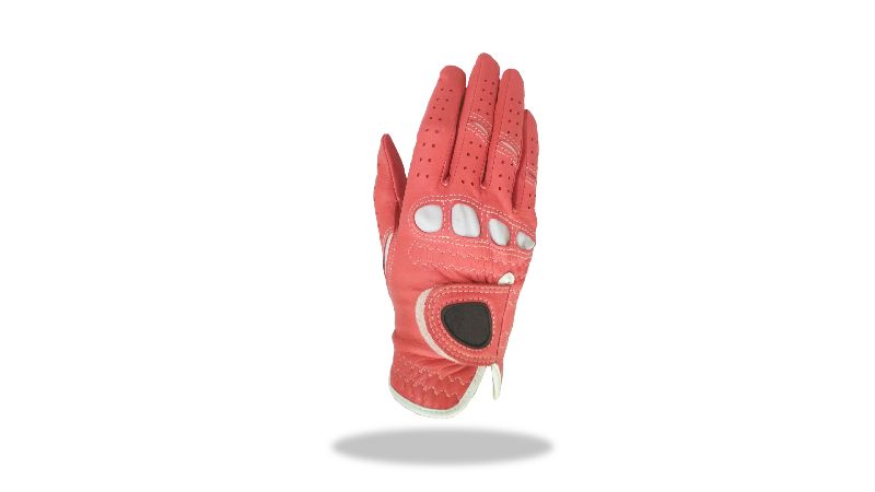Golf Glove Full Leather Color Red Combined
