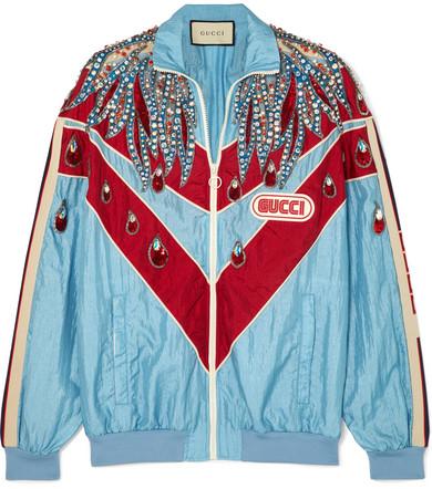 Paneled Embellished Shell Track Jacket