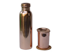Copper Water Bottle With Matching Glass, Feature : Eco-Friendly