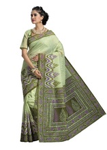 Green Cotton Printed Fancy Saree