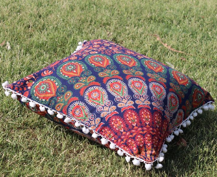 Indian multi color mandala cushion cover, Size : 18+18( 45x45 cm)