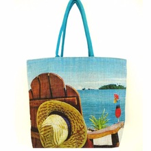 Large heavy Jute beach bag, Size : 48x13x36(cm)