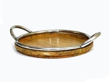 Round Wooden Tray, for hotel, restaurant, canteen, Size : 3'' X 14.5''