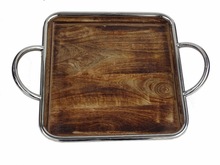 Square Wooden Tray, for Tableware, Size : 12'' X 16''