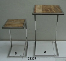 Steel Side Table With Wood Top
