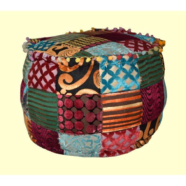 Cotton Patchwork Velvet Pouf Cover