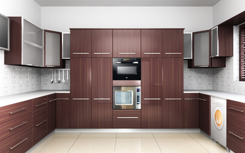 Polished PVC Modular Kitchen, for Home, Hotel, Pattern : Morden