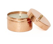 Copper candle box with lid