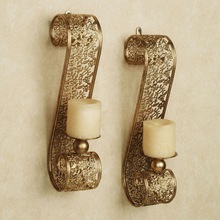 Golden Forged Wall Candle Holder, for Home Decoration