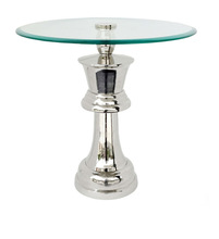 Aluminium Side Table with Glass Top, Color : Mirror Polish