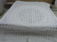 Handmade applique cotton cutwork bedspread, for Home, Hotel, Size : 90x108
