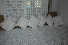 100% Cotton organdy cutwork bedspread, for Home, Hotel, Pattern : Applique