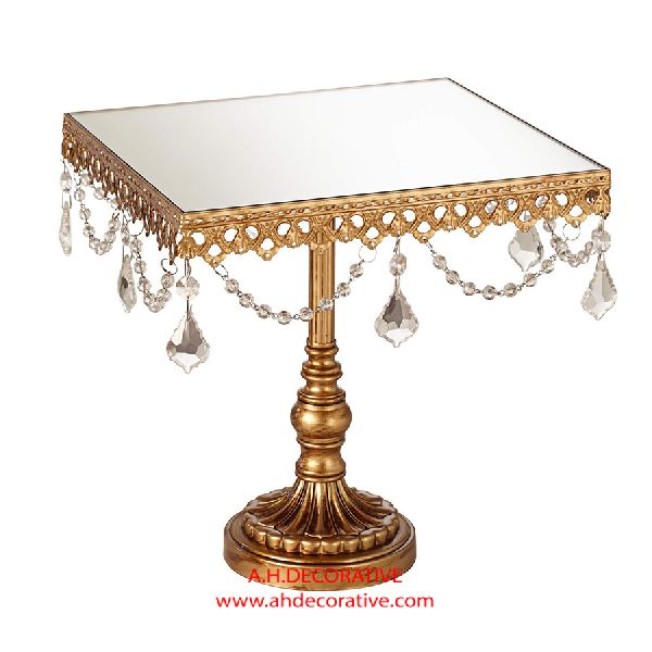 Antique Gold Crystal Cake Stand