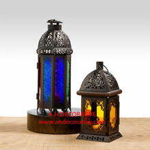 Color Glass Iron Lantern