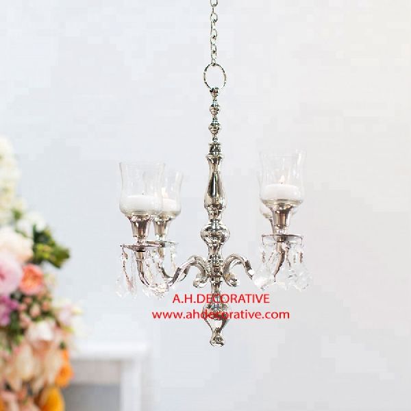 Silver Chandelier With Glass Votive, for Weddings