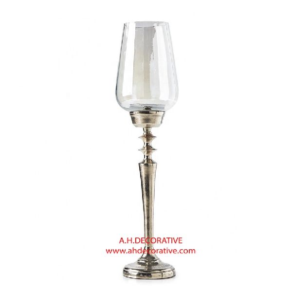 Silver Glass Hurricane Candle Holder, for Weddings