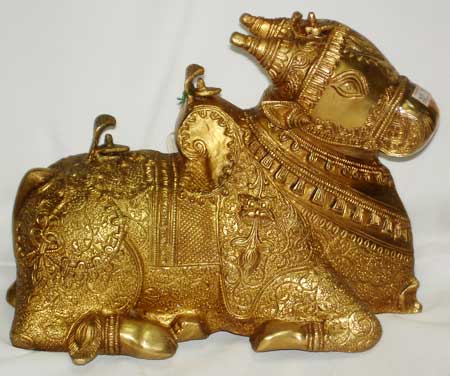 Brass Nandi Ji Statue, Color : Brown