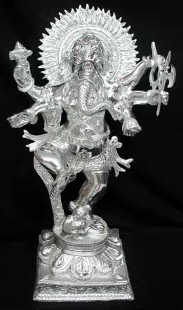 White Metal Ganesh Ji Statue