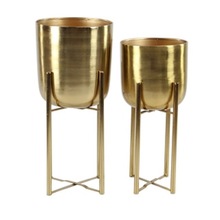 Brass plated planter with stand