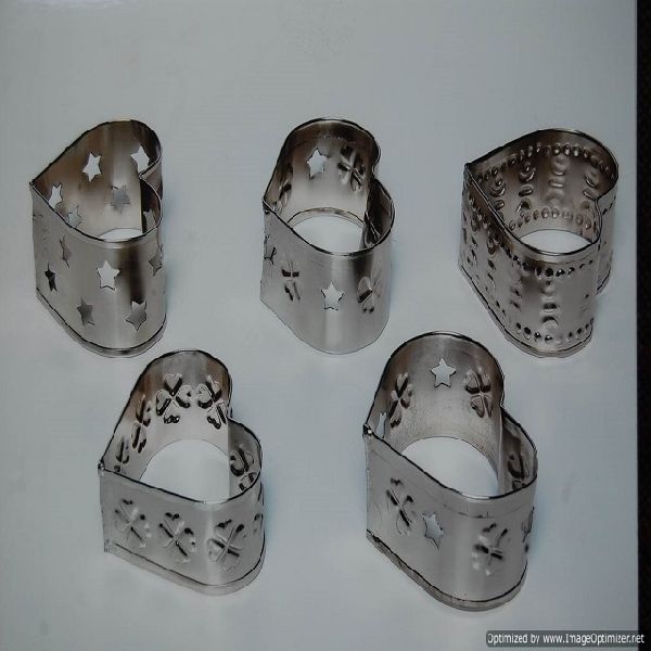 modern heart metal napkin ring