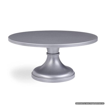 silver color metal cake stand