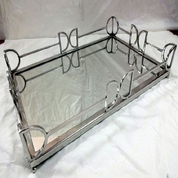 silver plated glass tray