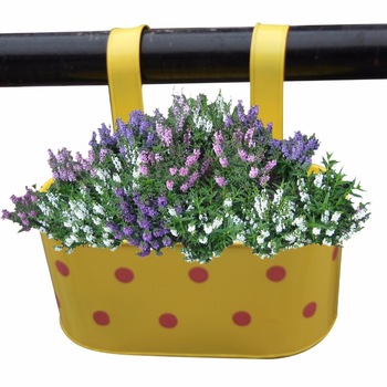 Metal Oval Railing Planter, Size : 14cm x 31cm x 17.5 x 12.5cm