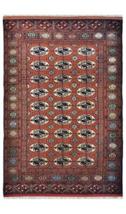 Mori Bukhara Rouge Afghan Rugs, Size : 3'.10 x 5'.7 ft / 95cm X 174cm