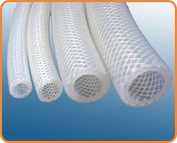 Round Smooth Finish Silicone Braided Hose, Color : White