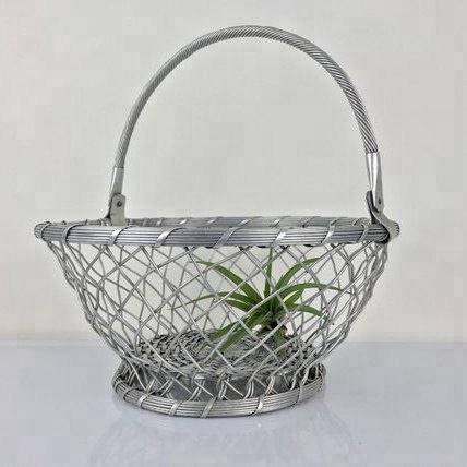 Silver Colour Aluminium Metal Round storage basket