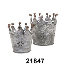 Metal Galvanized Crown candle