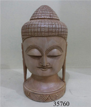 Handmade Wooden Buddha Head