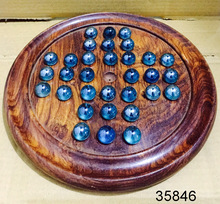 Wooden Solitaire Glass Marbles Game, for Home Decoration Gifts