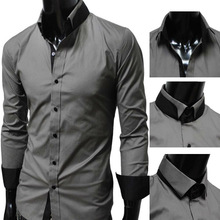 100% Cotton Solid Color Double Collar Plain Shirt, Size : Custom Size