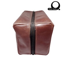 Leather Toiletry Case, Color : brown