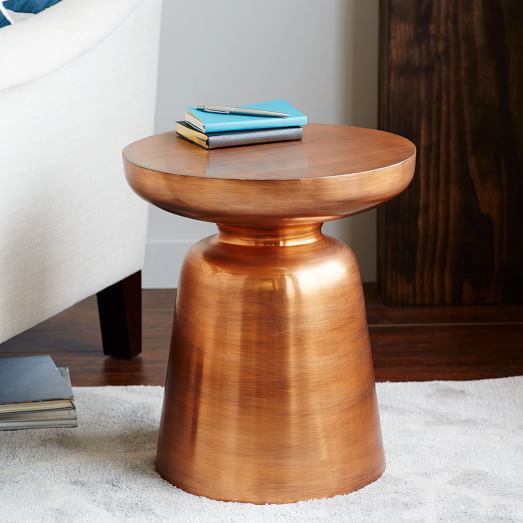 Metal Round Copper Finis Side Table, for Home Furniture