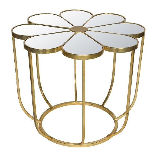 Round Flower Mirrored Coffee Table