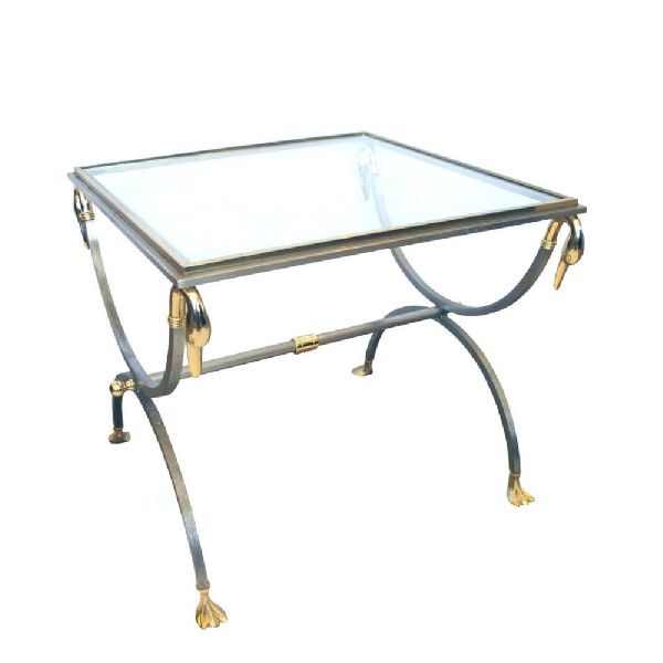 Metal Side Glass Table, for Home Furniture, Size : 50x40x62cm