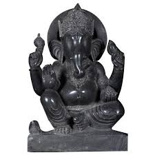 MARBLE Black Ganesha Statue, Style : Religious