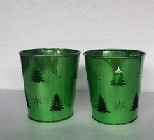 GREEN GALVANIZED CHRISTMAS BUCKET