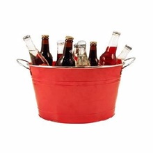 METAL RED OVAL PARTY TUB