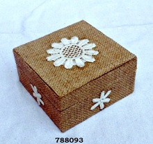 Wood Jute Jewelry Box
