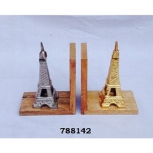 Natural Wood Metal Book End Effiel Tower